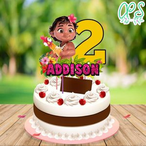 Baby Moana Birthday Cake Topper Template Printable Instant Download