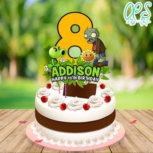 Plants vs Zombies Birthday Cake Topper Template Printable Instant Download