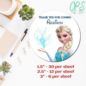 Customized Elsa Frozen Printed Happy Birthday Sticker Sheets