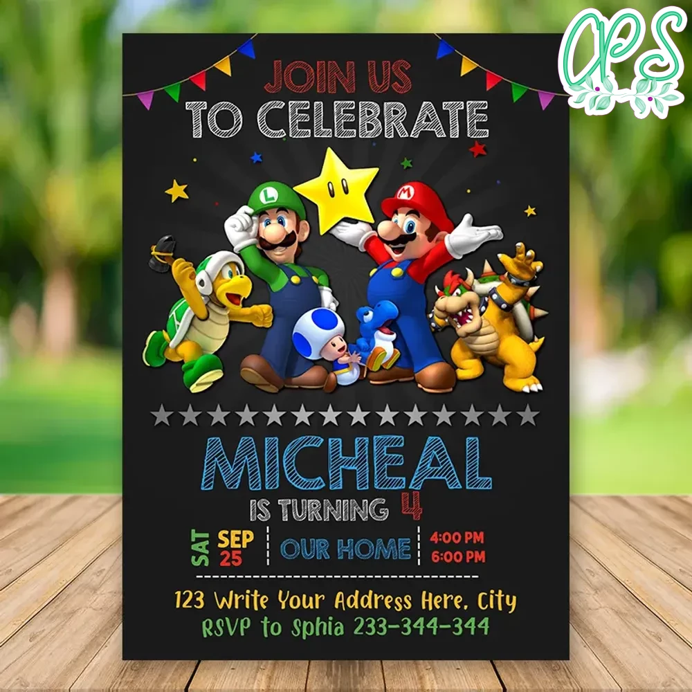 Super Mario Birthday Party Invitation Printable - Luigi, Yoshi ...
