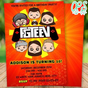 Editable Fgteev Party Invitation Instant Download
