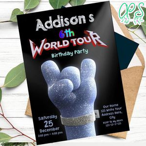 Trolls World Tour Birthday Theme Invitation Printable Instant Download