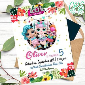 Lol Surprise Dolls Aloha Birthday Invitation Printable Instant Download