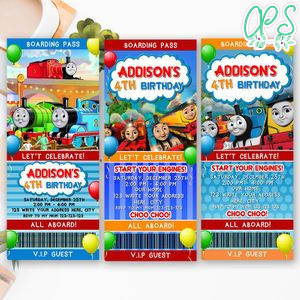 Printable Thomas the Train Ticket Invitation Template Instant Download