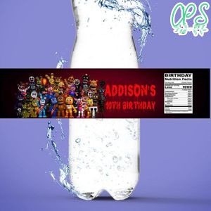 Five Nights at Freddy Water Bottle Label Template to Print at Home Instant Download