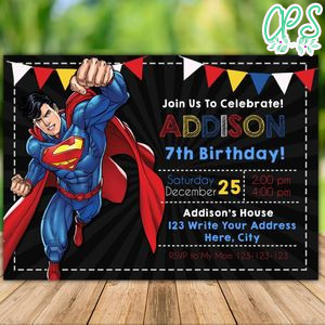 Printable Superman Birthday Flyer Instant Download