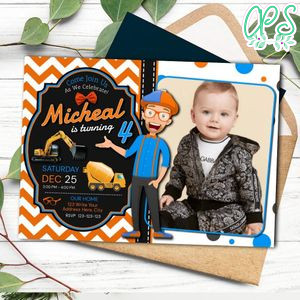 Blippi Invitation With Photo Customizable template Instant Download