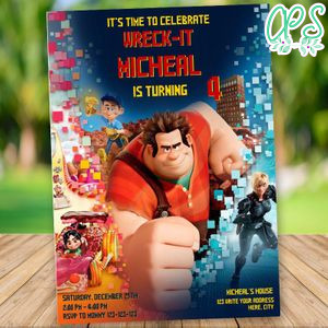 Editable Wreck It Ralph 4 Vanellope Party Invitation Instant Download