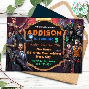 Santiago free fire Invitation Template to Print at Home Instant Download