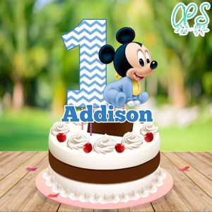 Baby Mickey Mouse Birthday Cake Topper Template Printable Instant Download