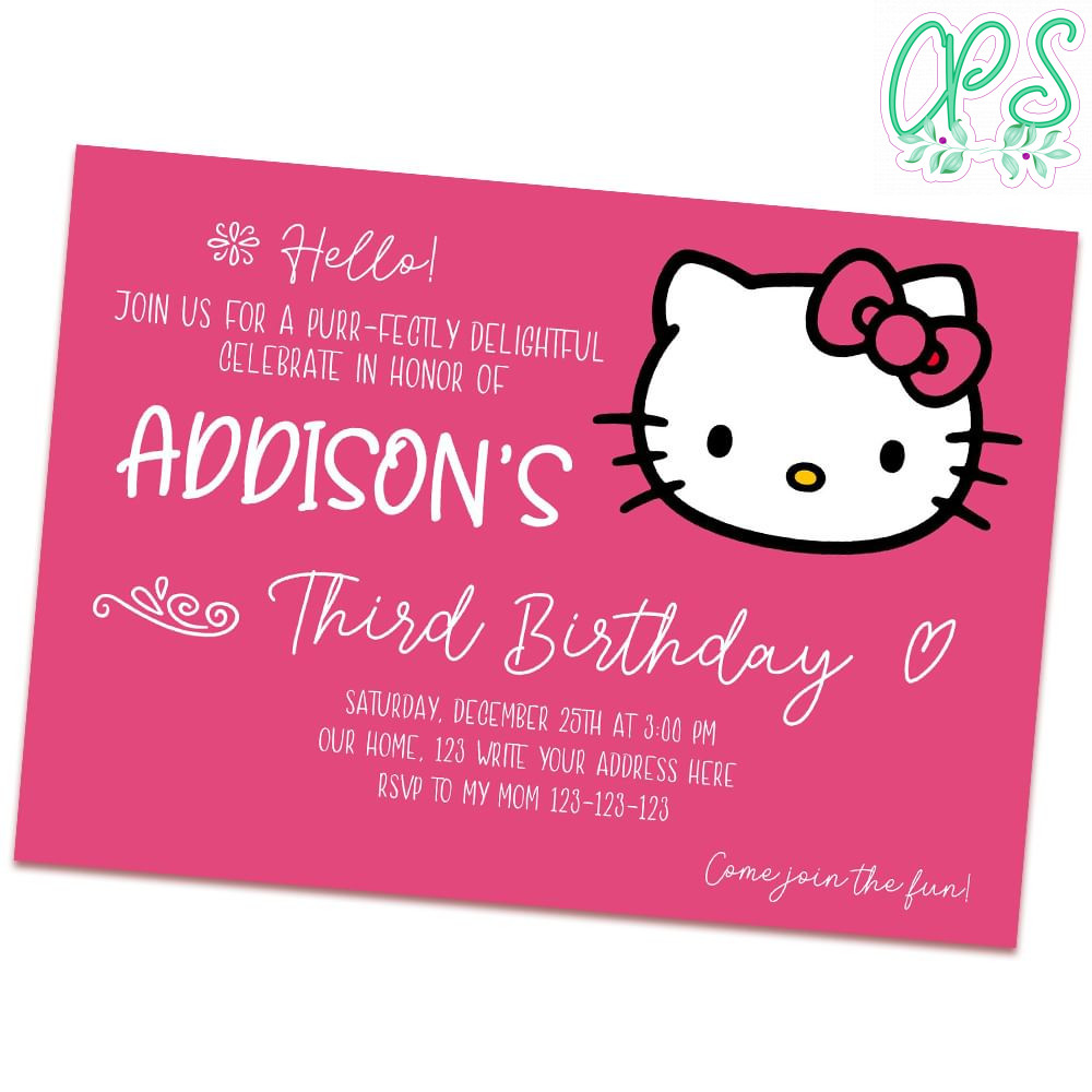 Hello Kitty Invitation Customizable Template Instant Download