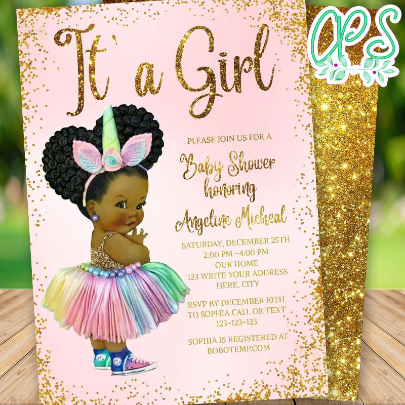 Printable African American Princess Baby Shower Invitation DIY ...