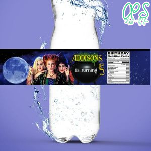 Hocus Pocus Birthday Water Bottle Label Template to Print at Home Instant Download
