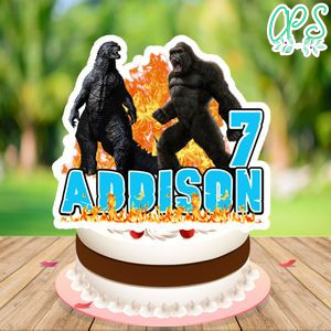 Godzilla vs Kong Birthday Cake Topper Template Printable Instant Download