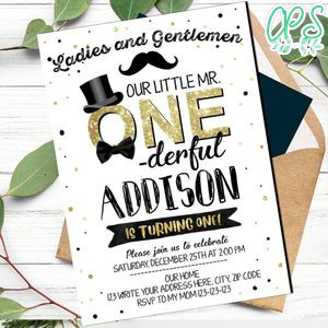 Mr. ONEderful Birthday Flyer Printable Instant Download