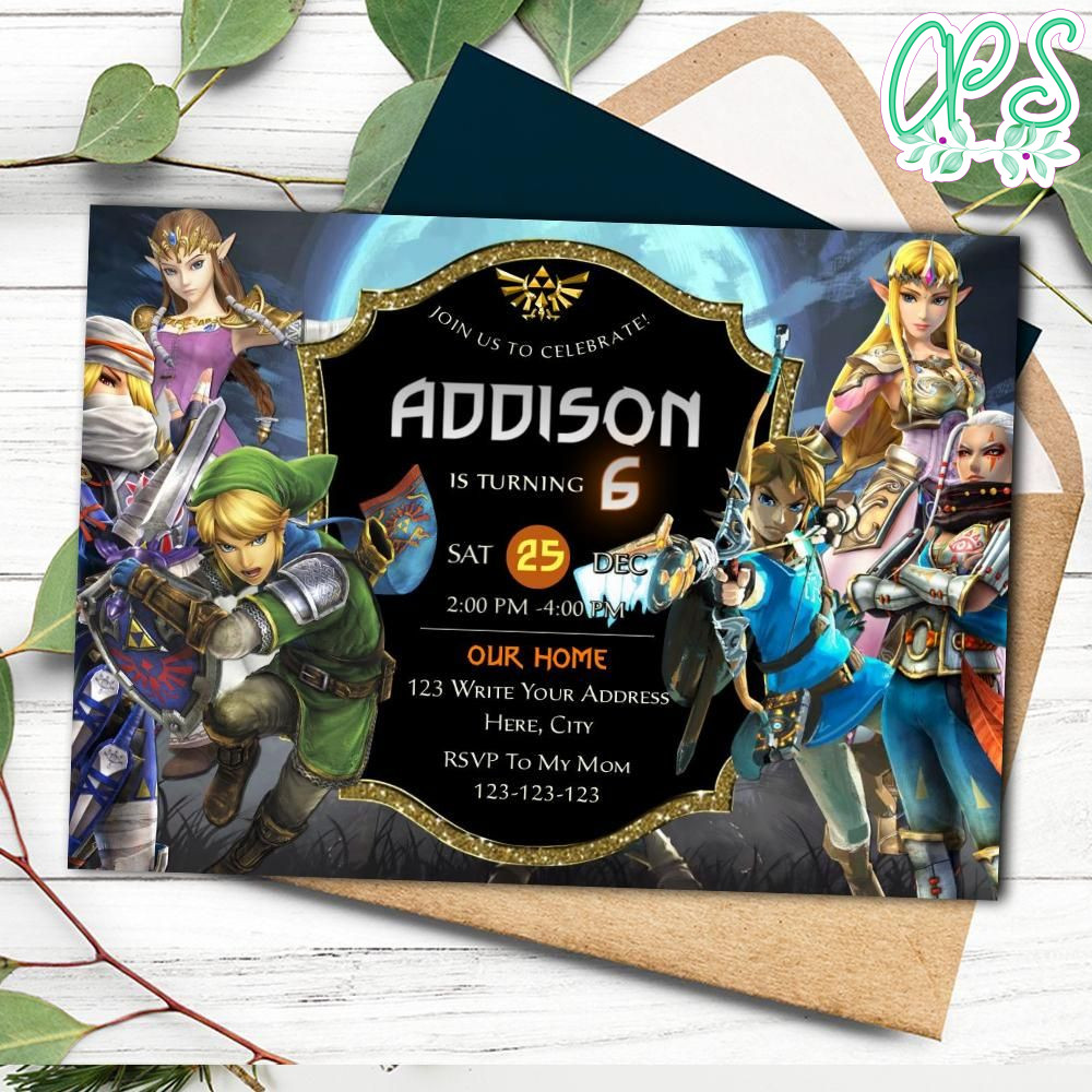 Zelda Invitation Customizable template Instant Download