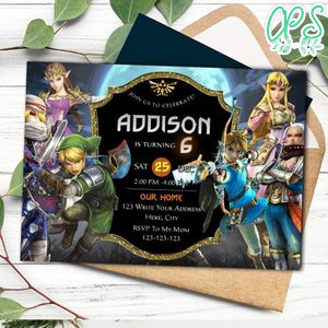 Zelda Invitation Customizable template Instant Download