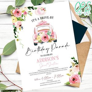 Drive By Sweet Sixteen Birthday Parade Invitation Printable Instant Download