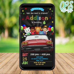 Mobile Daniel Tiger Drive By Birthday Parade Electronic Invite Invitation Template Instant Download