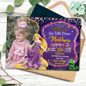Editable Disney Rapunzel Party Invitation With Photo Instant Download