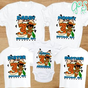 Flintstones African American Birthday Family Matching Party Shirts