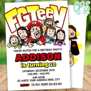 Editable Fgteev Birthday Invitation Instant Download