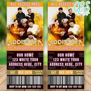 Editable BTS Party Invitation Instant Download