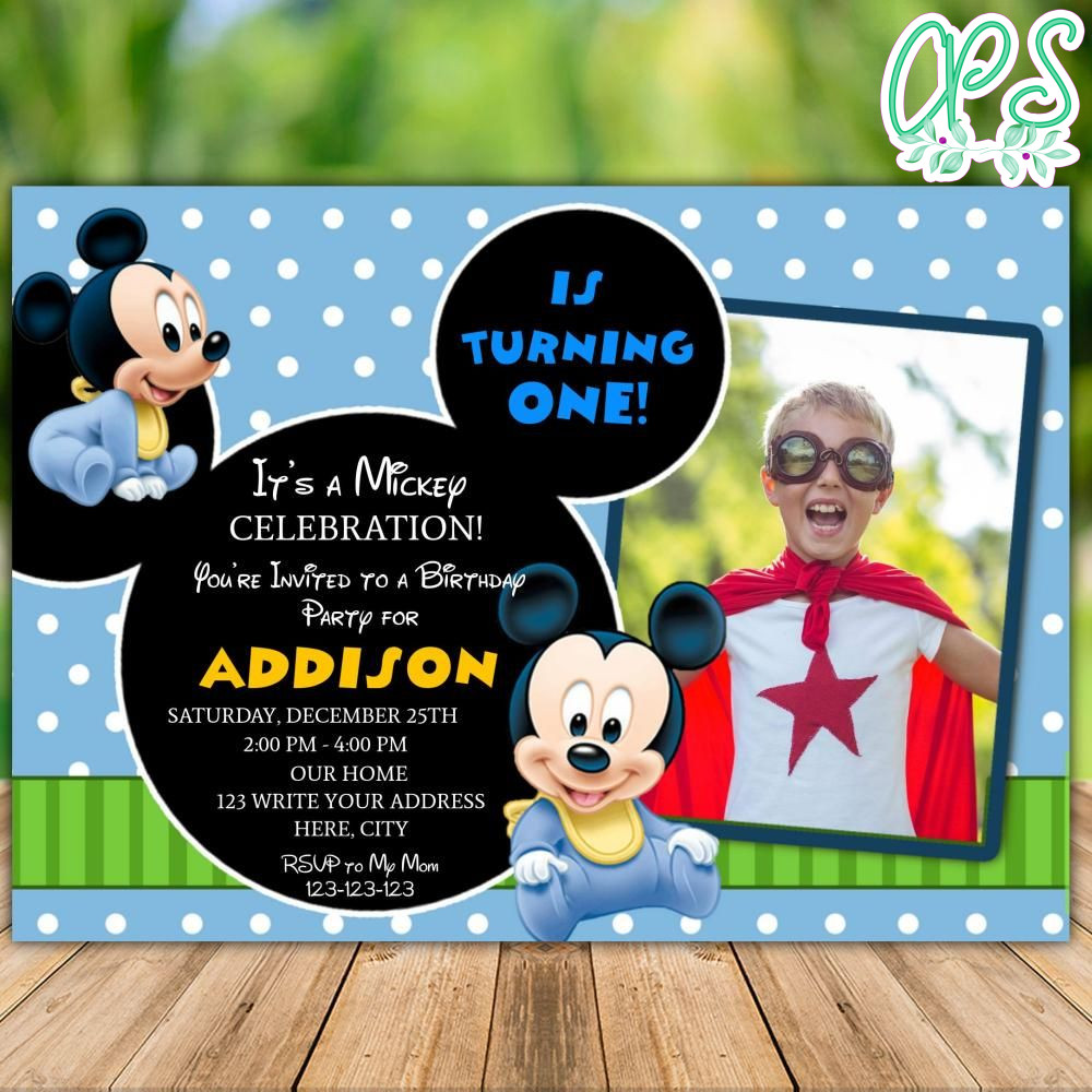 Editable Mickey Mouse Birthday Invitation Instant Download