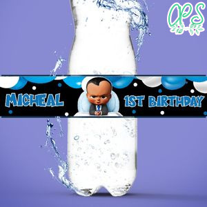 Black Boss Baby Bottle Label Template to Print at Home Instant Download