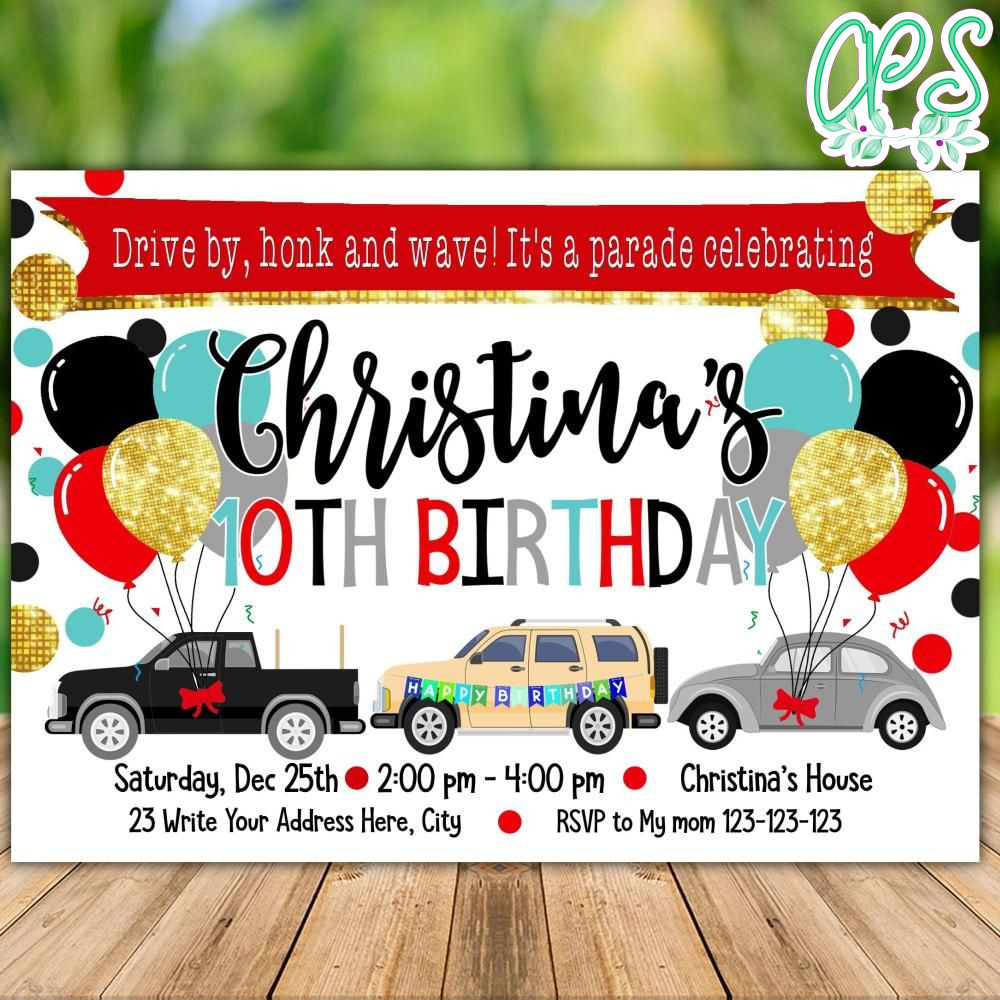Drive By Birthday Invitation Printable Instant Download