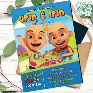 Upin Ipin Invitation Template to Print at Home Instant Download