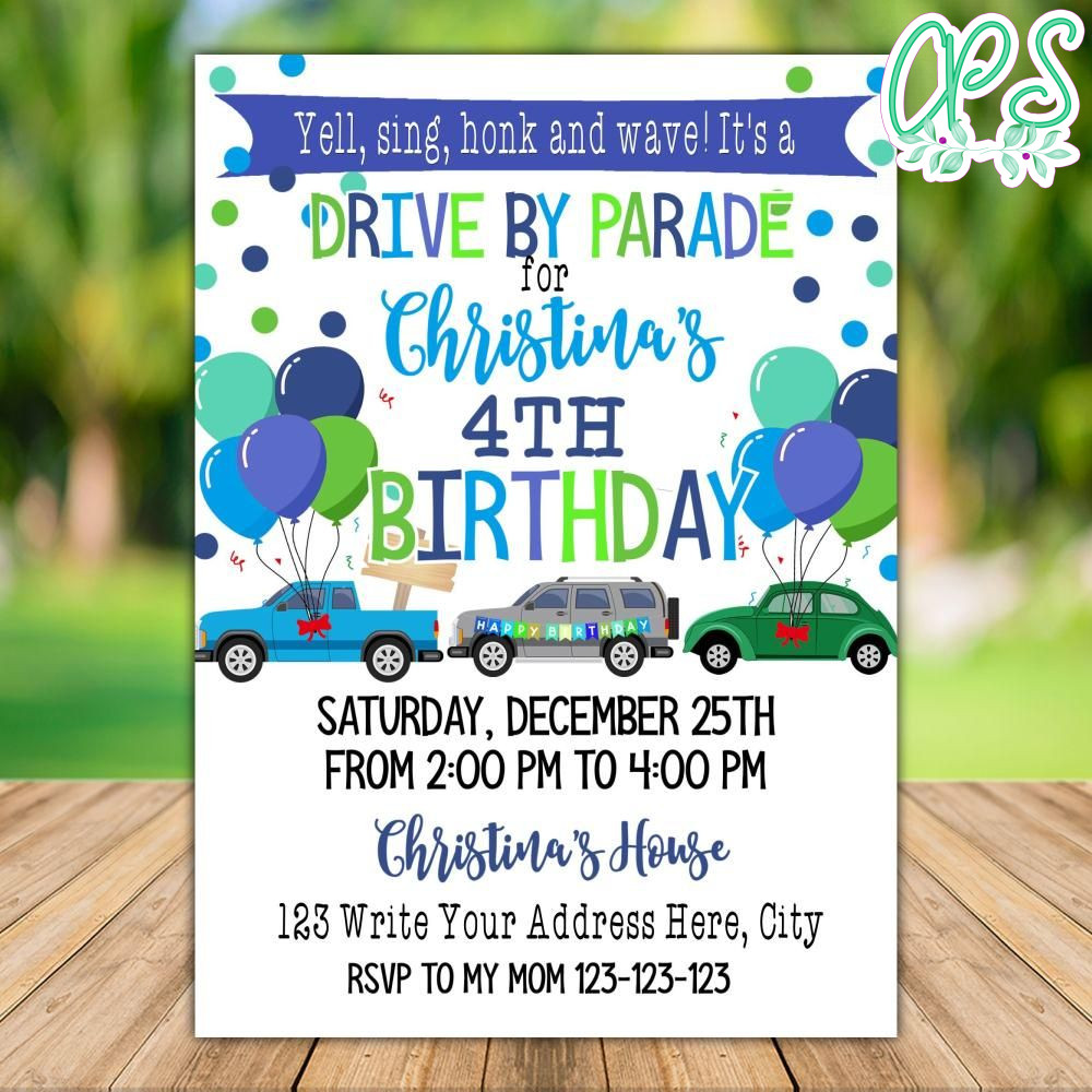 Printable Drive By Virtual Birthday Party Invitation DIY