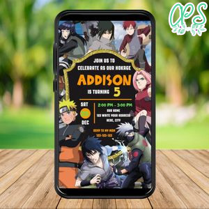 Mobile Naruto Electronic Invite Invitation Template Instant Download
