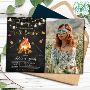 Fall Backyard Bonfire Invitation with Photo Printable Instant Download