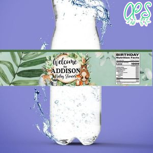 Woodland baby Shower Water Bottle Label Template to Print at Home Instant Download