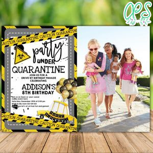 Printable Quarantine Drive By Birthday Parade Invitation with Photo Instant Download