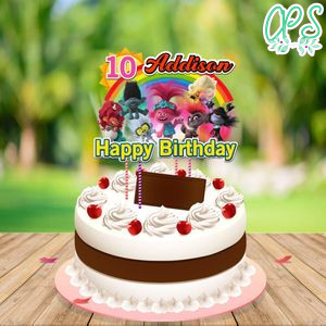 Printable Trolls World Tour Birthday Cake Topper Template Instant Download