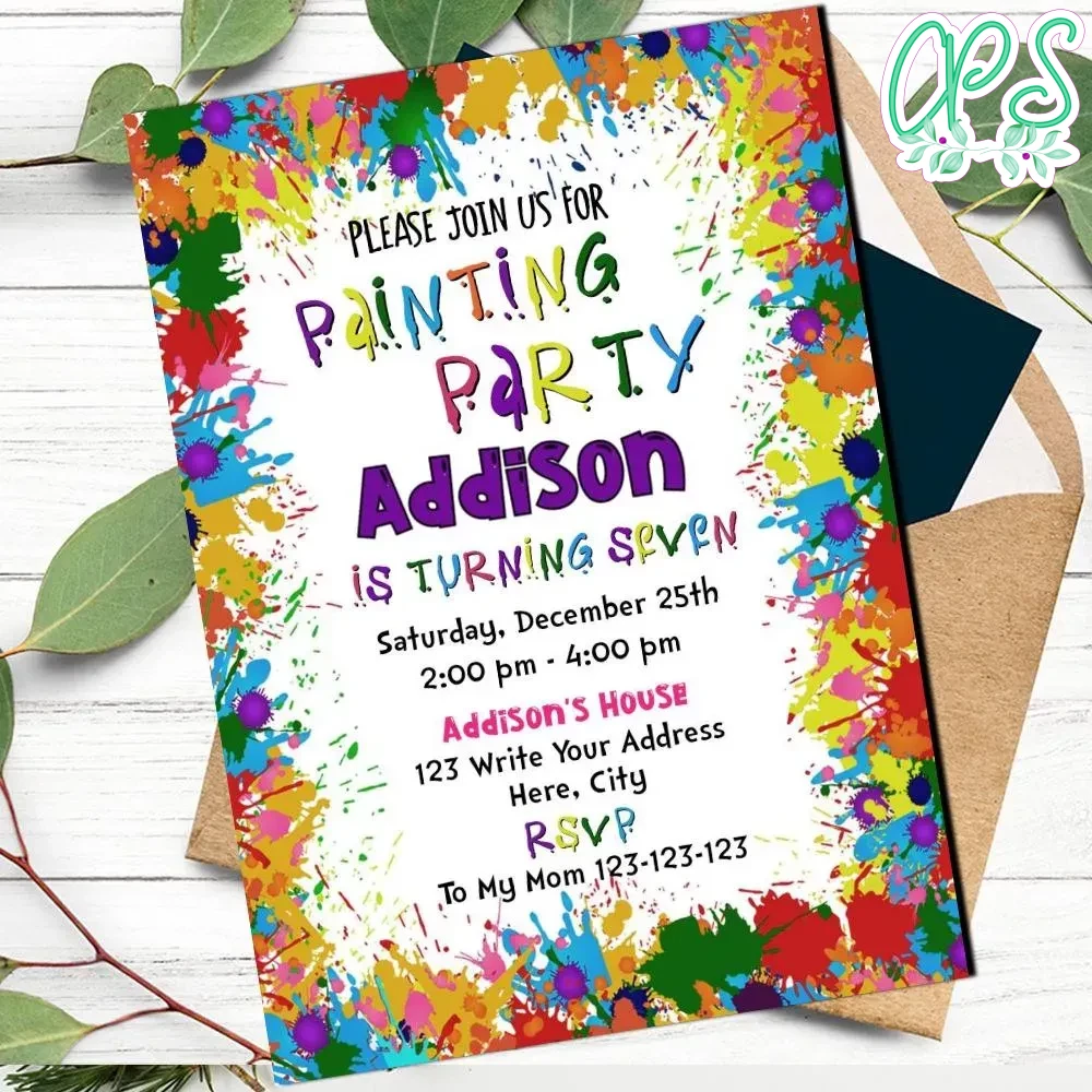 Paint Splatter Invitation Customizable Template Instant Download ...