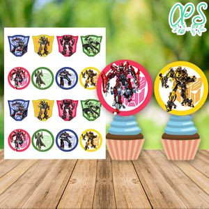 Transformer Birthday Cupcake Topper Digital File Printable Instant Download