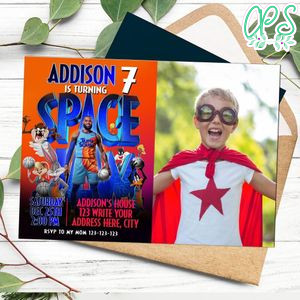 Space Jam 2 Invitation Template With Photo Customizable Instant Download
