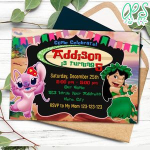 Angle & Lilo Invitation Template to Print at Home Instant Download