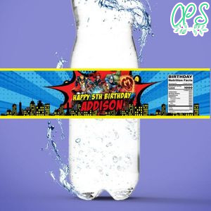Avenger Super Heroes Water Bottle Label Template to Print at Home Instant Download