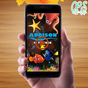 Finding Dory Nemo Video Invitation Digital Template Customizable Instant Download
