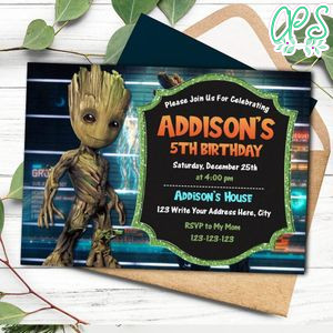 Groot Invitation Template to Print at Home Instant Download