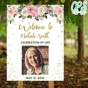 Pink Floral Funeral Celebration of Life Welcome Sign Printable Instant Download