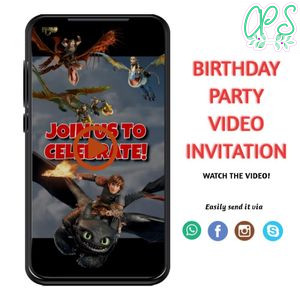 How to train your dragon Video Invitation Digital Template Customizable Instant Download