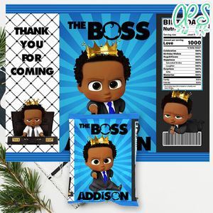 Customizable Baby Boss America African Favor Bag Digital File Template Template Instant Download