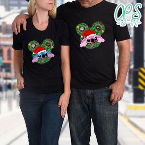 Stitch & Angel Cute Christmas Disney Couple Shirt