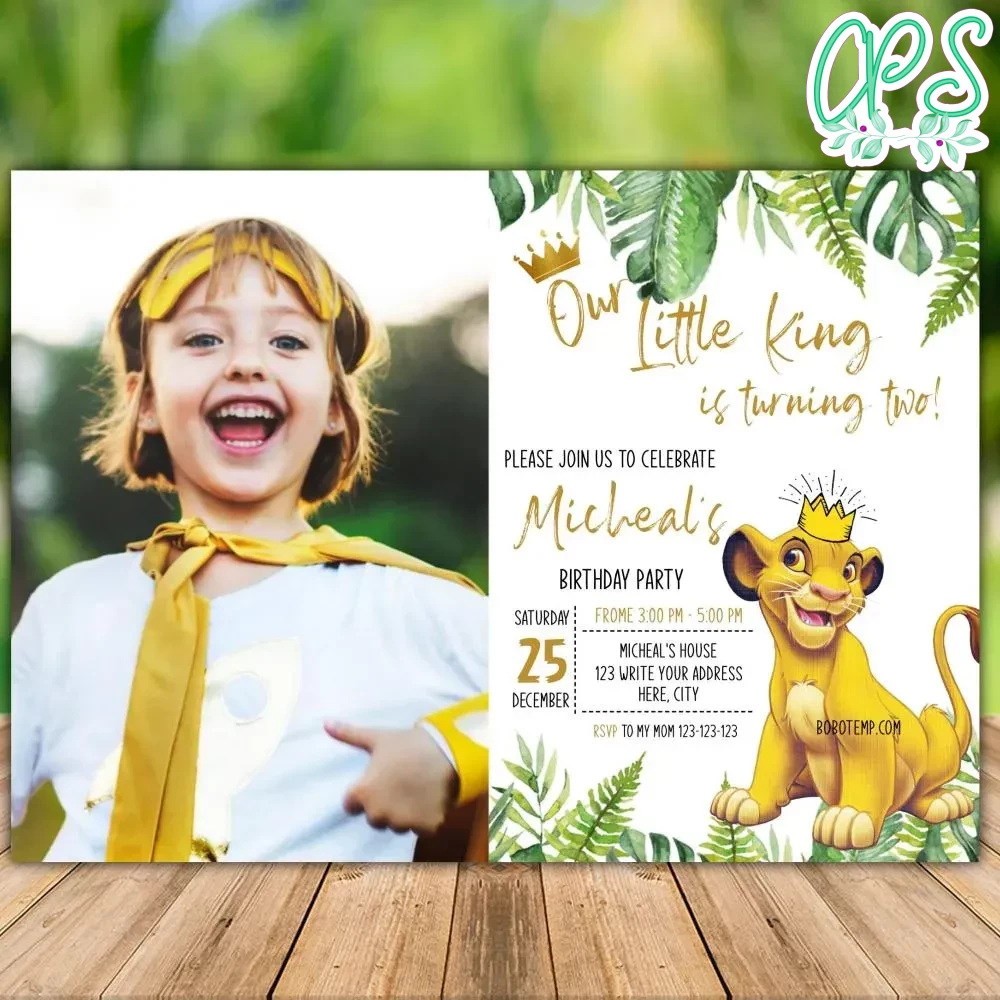 Printable Simba Lion King Birthday Invitation With Photo DIY ...
