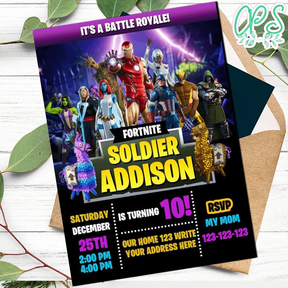 Gamer Marvel Birthday Flyer Printable Instant Download